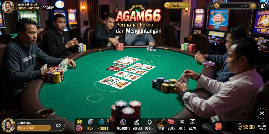 Screenshot AGAM66 menampilkan gameplay Poker yang seru dan interaktif.