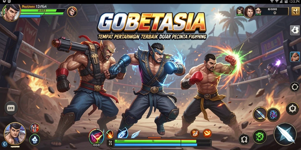 Tangkapan layar utama GOBETASIA menampilkan intensitas gameplay Fighting yang mendebarkan.
