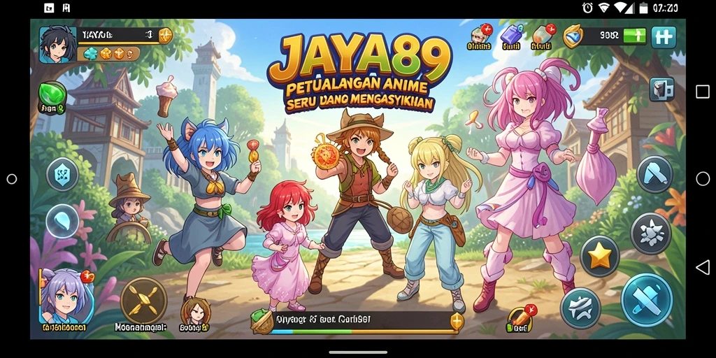 Tampilan gameplay menarik dengan karakter anime yang beraksi.