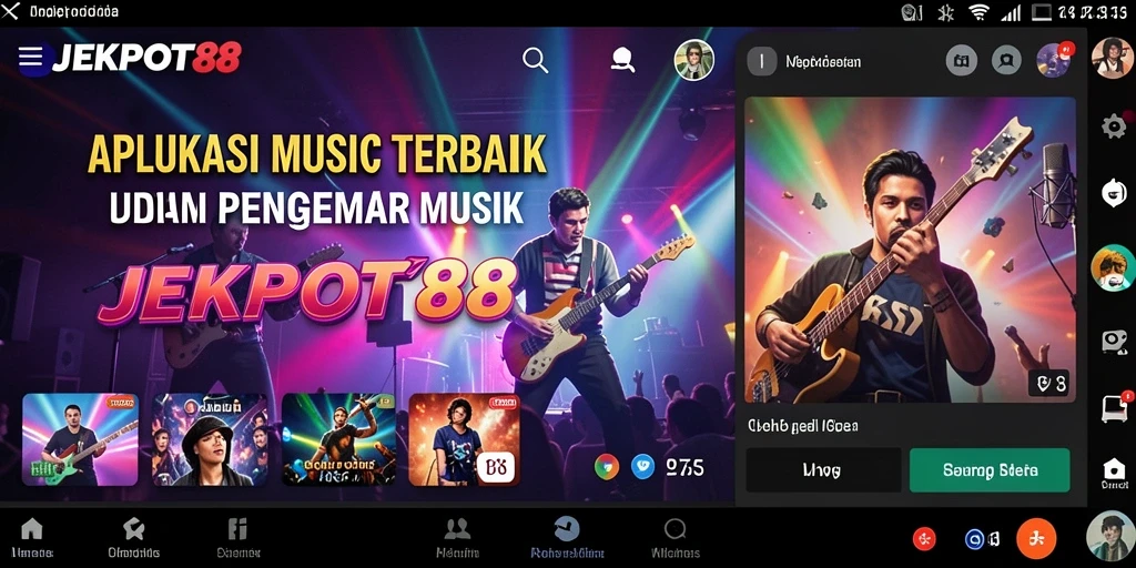 Screenshot gameplay JEKPOT88 menampilkan interaksi pengguna dengan musik.