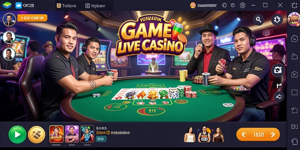 Screenshot gameplay NOX123 menampilkan dealer langsung dan suasana kasino yang mendebarkan.