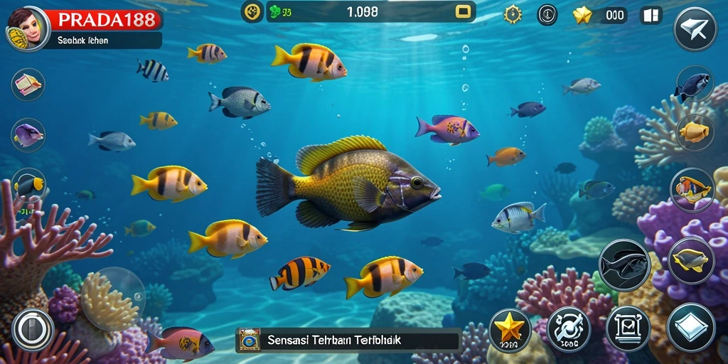 Screenshot gameplay PRADA188 yang menampilkan serunya menembak ikan.