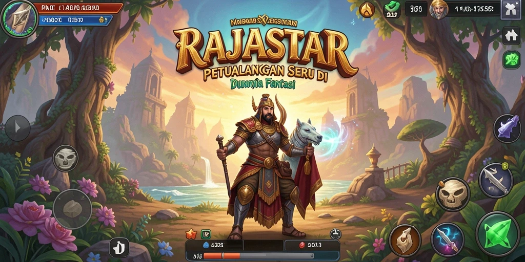 Screenshot gameplay RAJASTAR menunjukkan keindahan dunia petualangan.