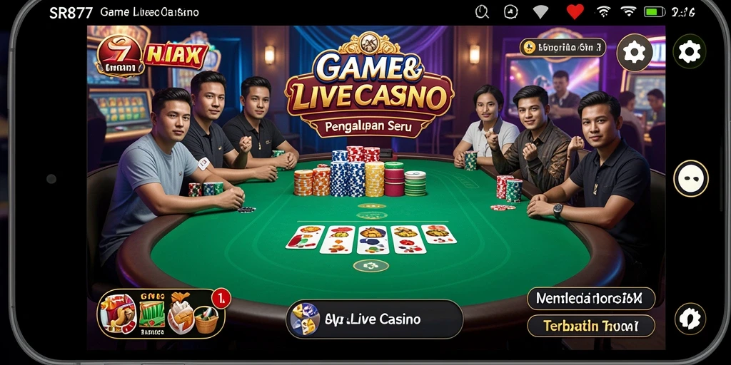 Screenshot SR877 menunjukkan dealer yang ramah dan gameplay Live Casino yang mendebarkan.
