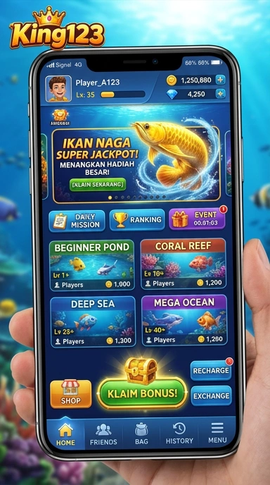 Antarmuka pengguna king123 yang ramah dan sangat membantu.
